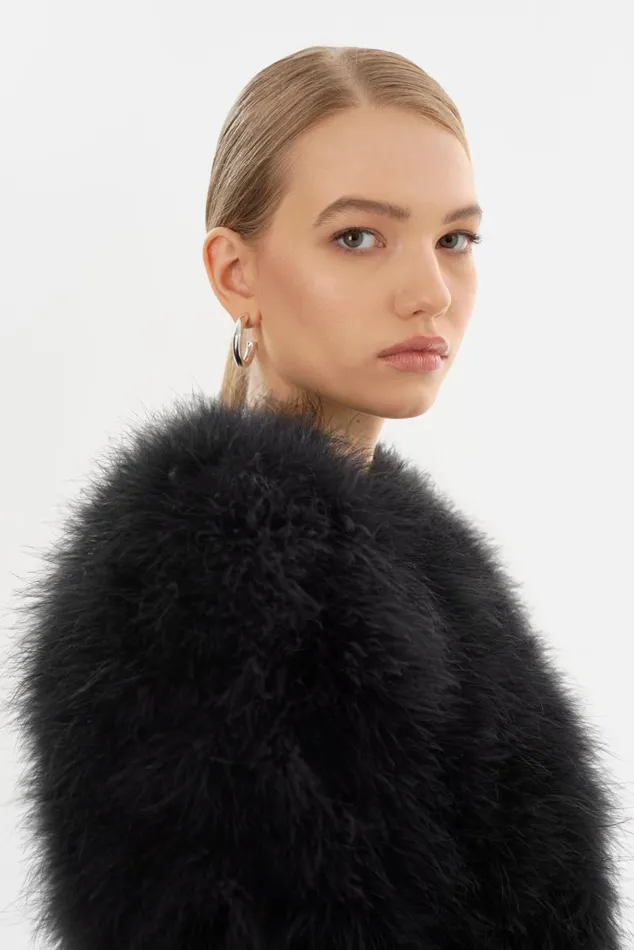 Women DEORA Feather Jacket Black LAMARQUE Feather Jackets