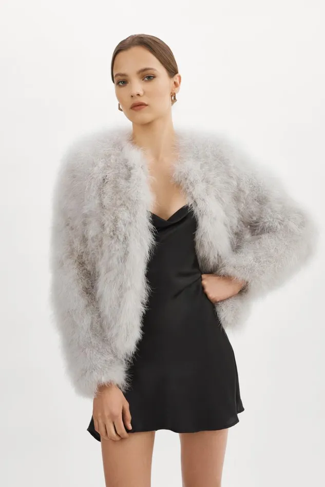 Women DEORA Feather Jacket Light Grey LAMARQUE Feather Jackets