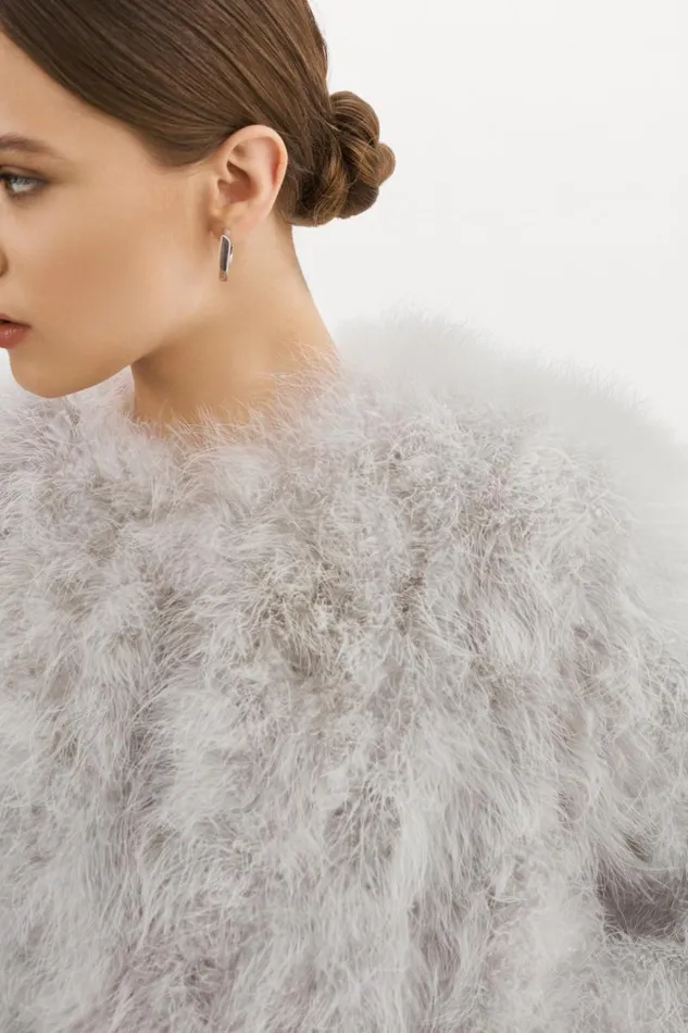 Women DEORA Feather Jacket Light Grey LAMARQUE Feather Jackets Women DEORA Feather Jacket Light Grey LAMARQUE Feather Jackets