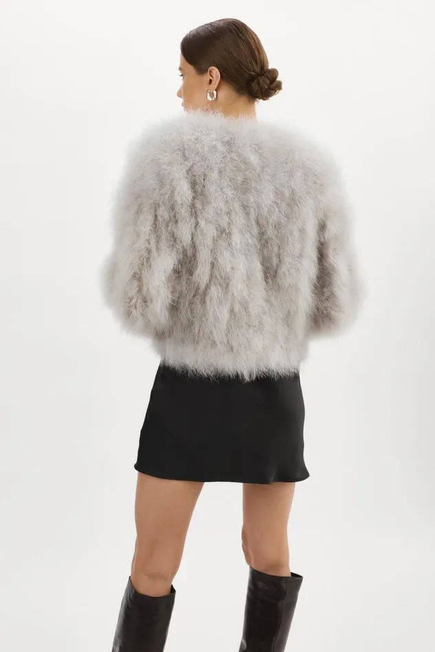 Women DEORA Feather Jacket Light Grey LAMARQUE Feather Jackets Women DEORA Feather Jacket Light Grey LAMARQUE Feather Jackets