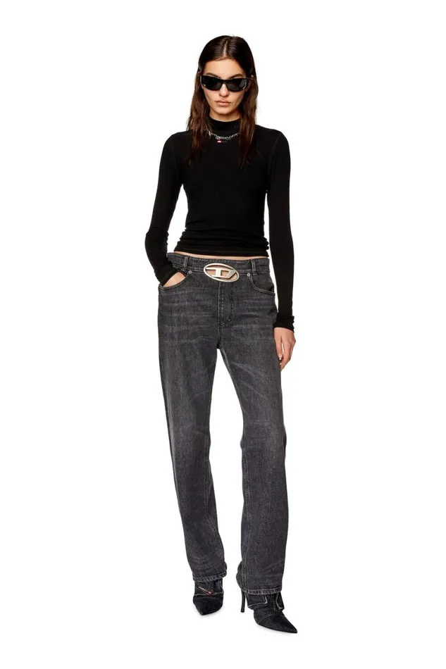 Women Diesel TShirts and Tops TMOKKYLSMICRODIV Black