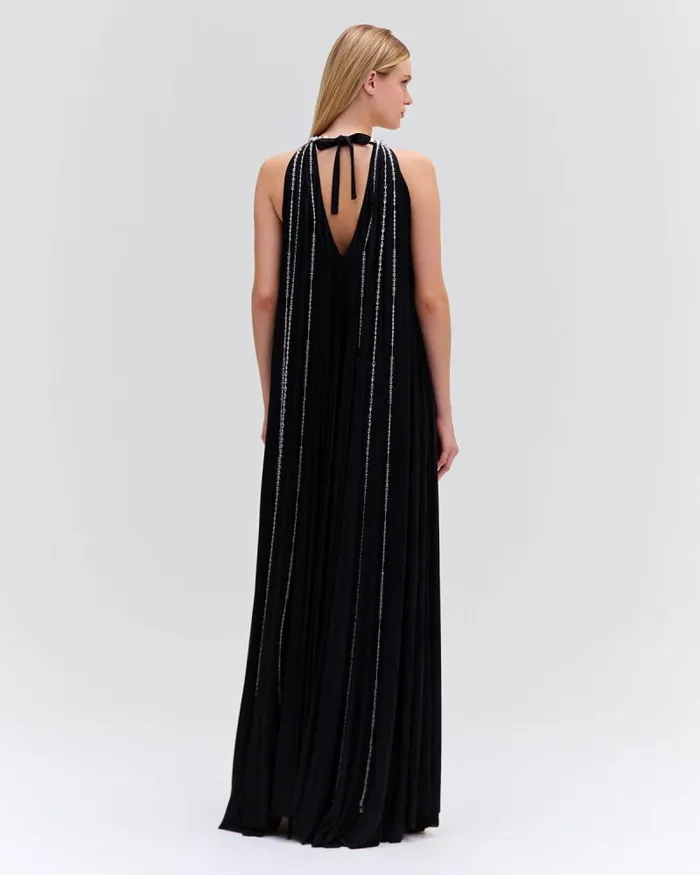 Women Dresses and Jumpsuits PatBO Moonlight Crystal Beaded Maxi Dress RUNWAY Black