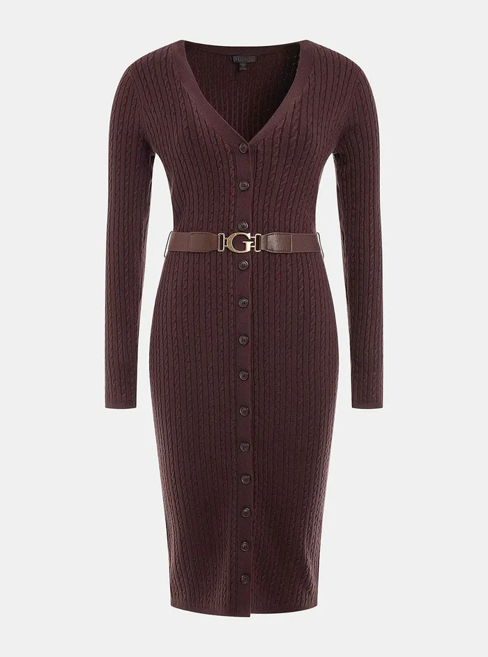 Women Dresses GUESS Eco Brown Lena Cardigan Midi Dress Women Dresses GUESS Eco Brown Lena Cardigan Midi Dress