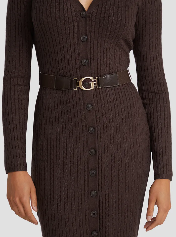 Women Dresses GUESS Eco Brown Lena Cardigan Midi Dress Women Dresses GUESS Eco Brown Lena Cardigan Midi Dress