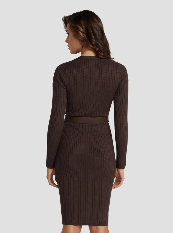 Women Dresses GUESS Eco Brown Lena Cardigan Midi Dress Women Dresses GUESS Eco Brown Lena Cardigan Midi Dress