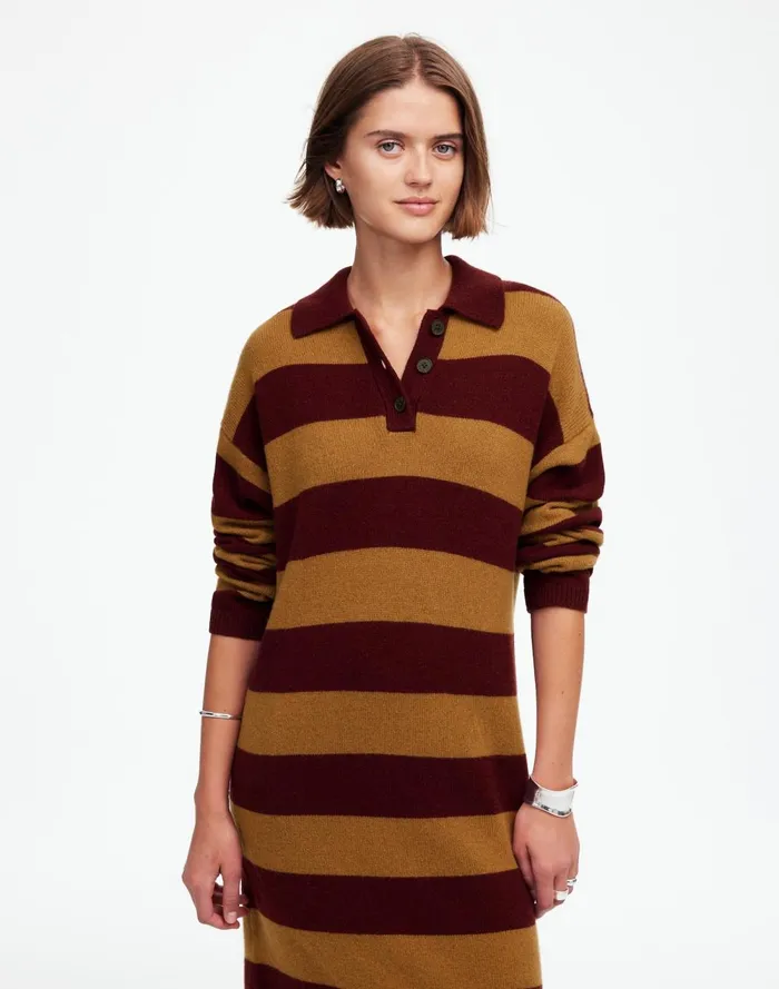 Women Dresses Madewell Relaxed Sweater Dress In Stripe Htr Aroma Stripe