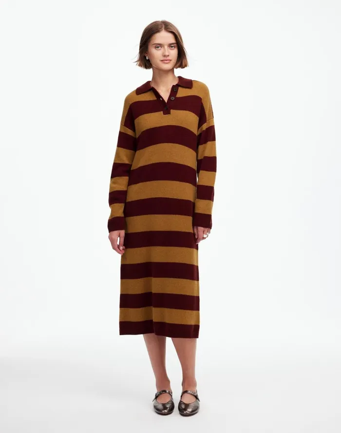 Women Dresses Madewell Relaxed Sweater Dress In Stripe Htr Aroma Stripe