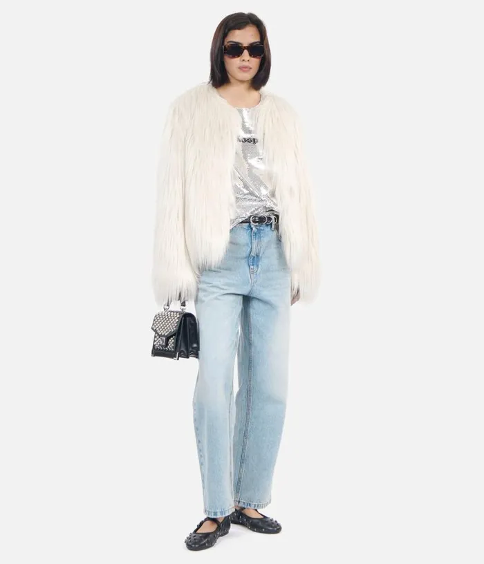 Women Ecru Faux Fur Coat THE KOOPLES Coats and Jackets