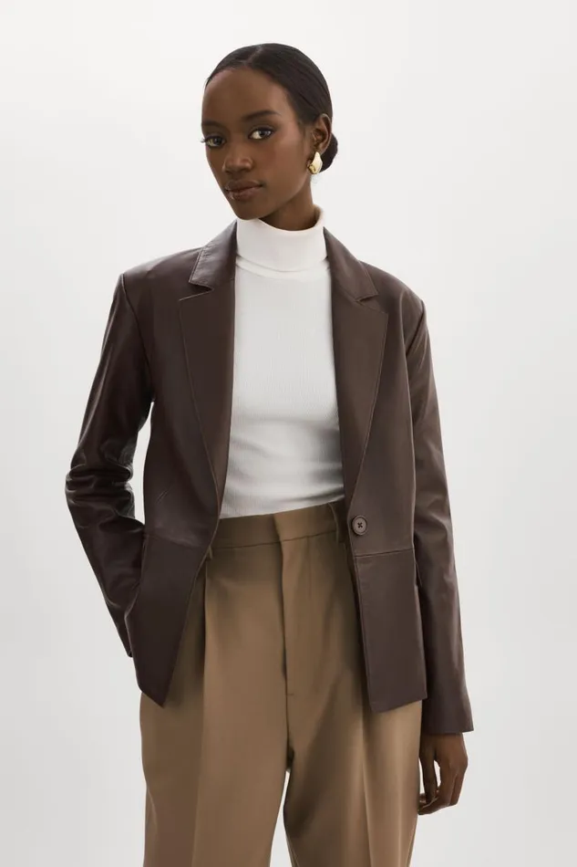 Women ELZA Leather Blazer Mahogany LAMARQUE Leather Jackets