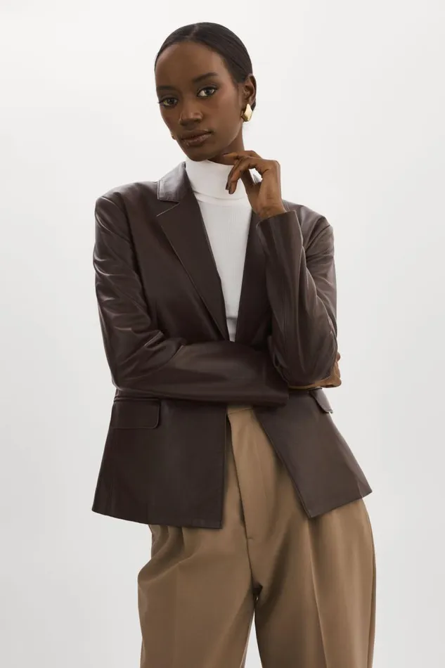 Women ELZA Leather Blazer Mahogany LAMARQUE Leather Jackets