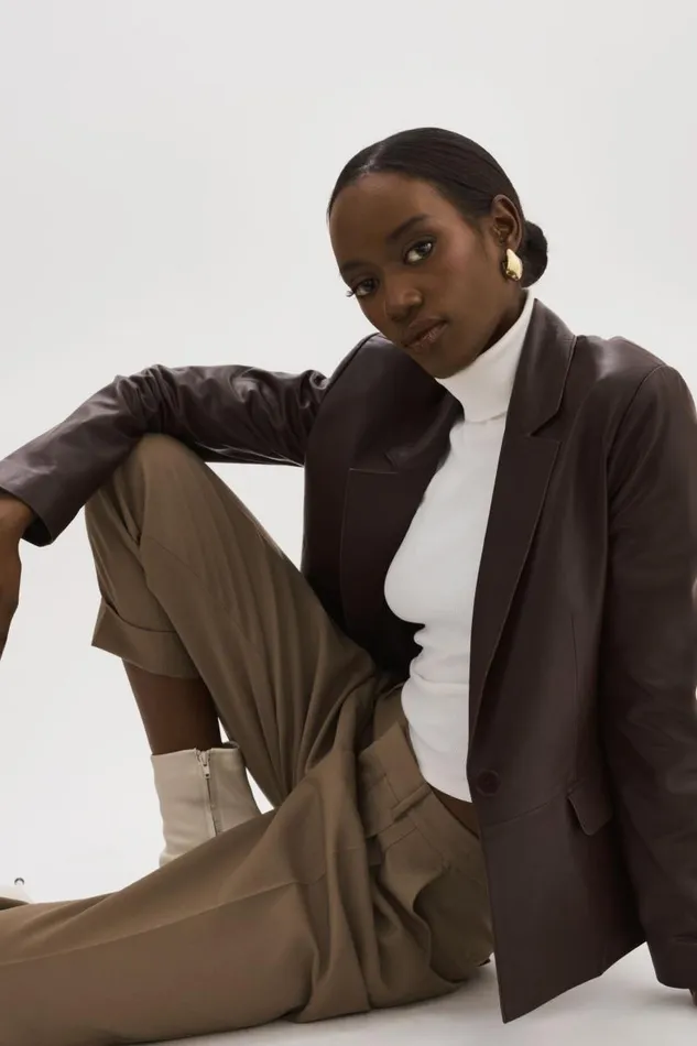 Women ELZA Leather Blazer Mahogany LAMARQUE Leather Jackets