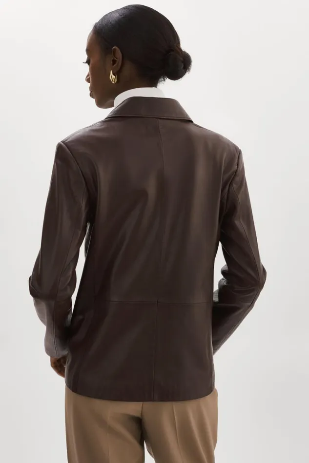 Women ELZA Leather Blazer Mahogany LAMARQUE Leather Jackets