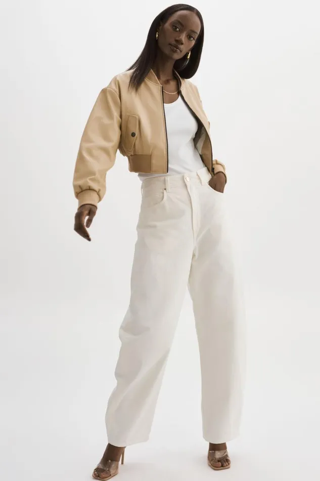 Women EVELIN Faux Leather Cropped Bomber Wheat LAMARQUE Bombers Women EVELIN Faux Leather Cropped Bomber Wheat LAMARQUE Bombers