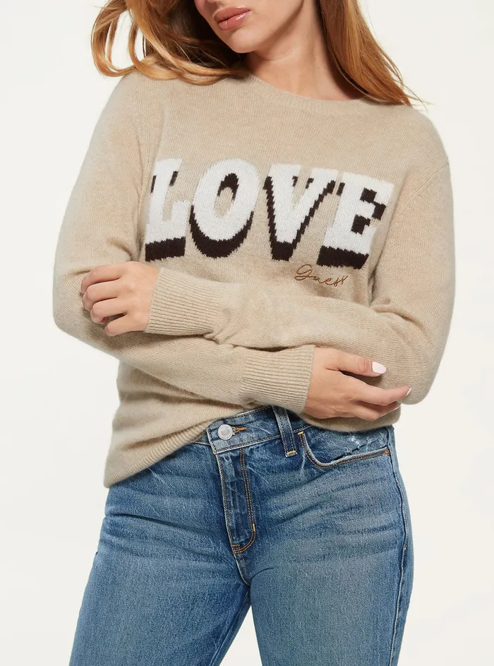 Women Fashion Tops GUESS Eco Beige Juliette Knit Top