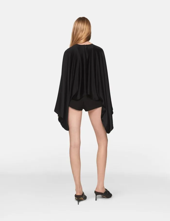 Women Flared Sleeve Satin Top Midnight Black Stella McCartney Shirts And Tops Women Flared Sleeve Satin Top Midnight Black Stella McCartney Shirts And Tops