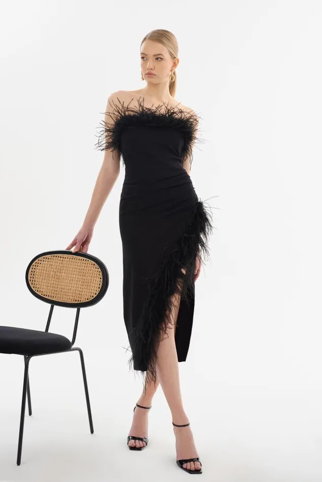Women FREYA Strapless Midi Dress Black LAMARQUE Dresses Women FREYA Strapless Midi Dress Black LAMARQUE Dresses