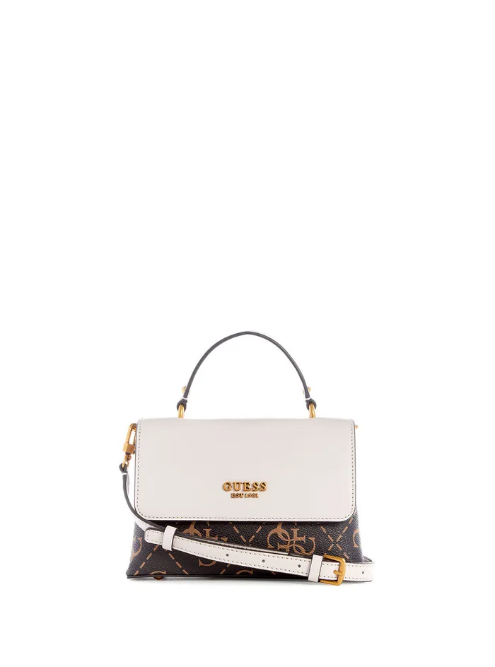 Women Half Flap GUESS Brown Logo Berta Mini Crossbody Bag