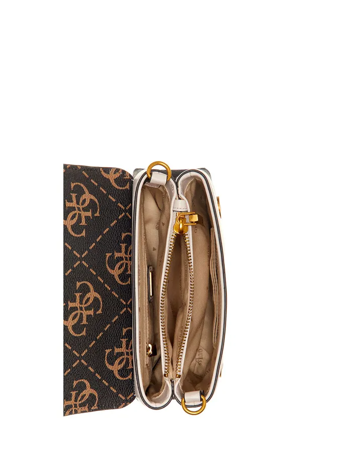 Women Half Flap GUESS Brown Logo Berta Mini Crossbody Bag Women Half Flap GUESS Brown Logo Berta Mini Crossbody Bag