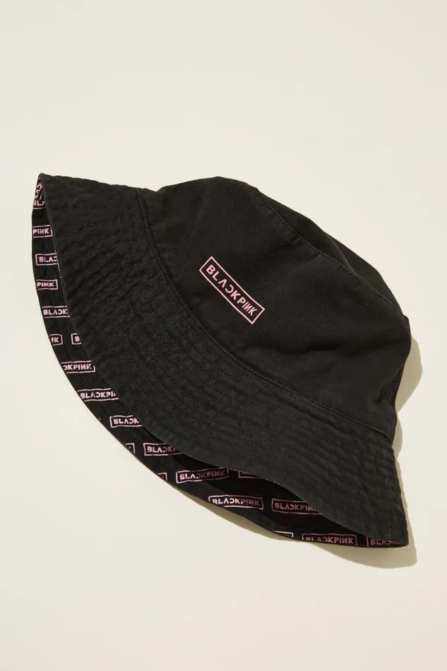 Women Hats Cotton On License Reversible Bucket Hat Lcn Bra Blackpink Yardageblack