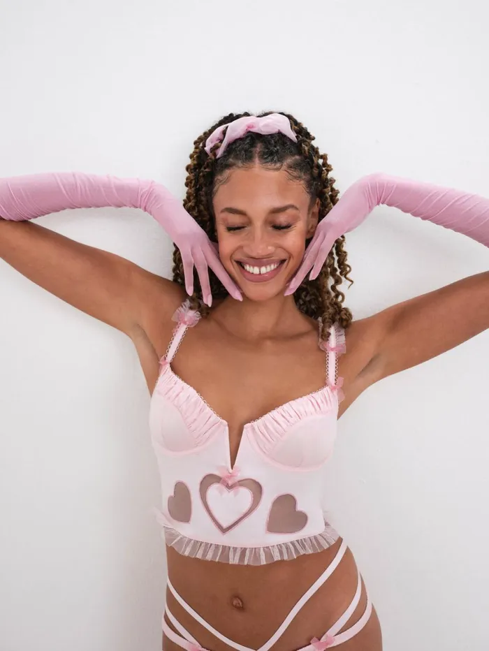 Women Heart Bustier Pink For Love and Lemons Lingerie