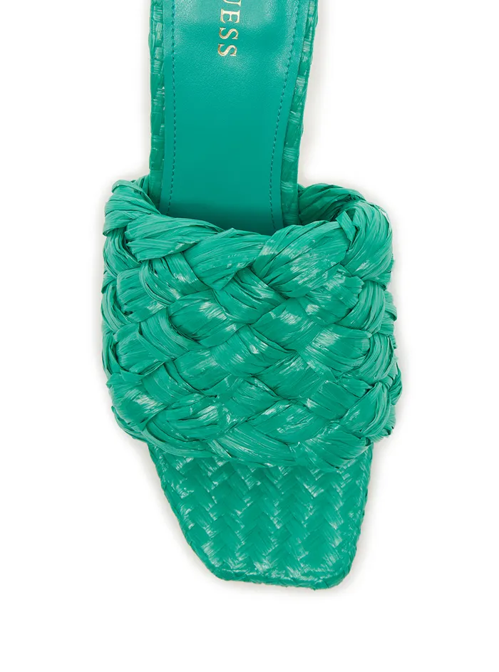 Women Heels GUESS Green Byanna Woven Sandal Heels Women Heels GUESS Green Byanna Woven Sandal Heels