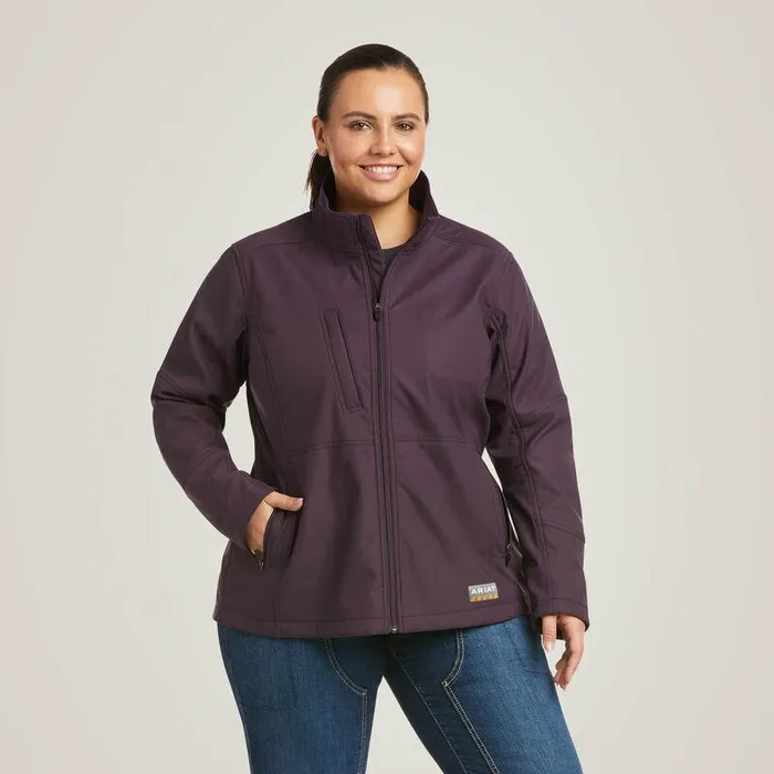 Women Jackets and Vests Ariat Rebar Stretch Canvas Softshell Jacket Plum Perfect