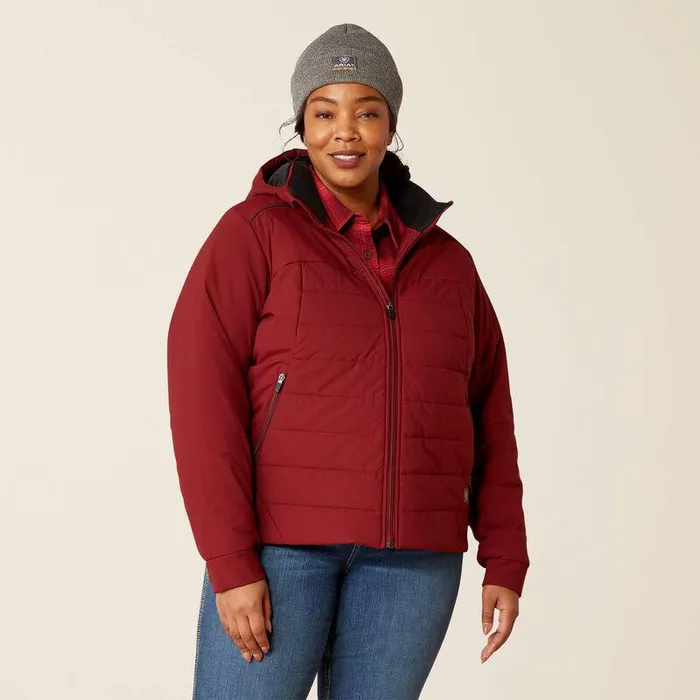 Women Jackets and Vests Ariat Rebar Valkyrie Stretch Canvas Insulated Jacket Cabernet