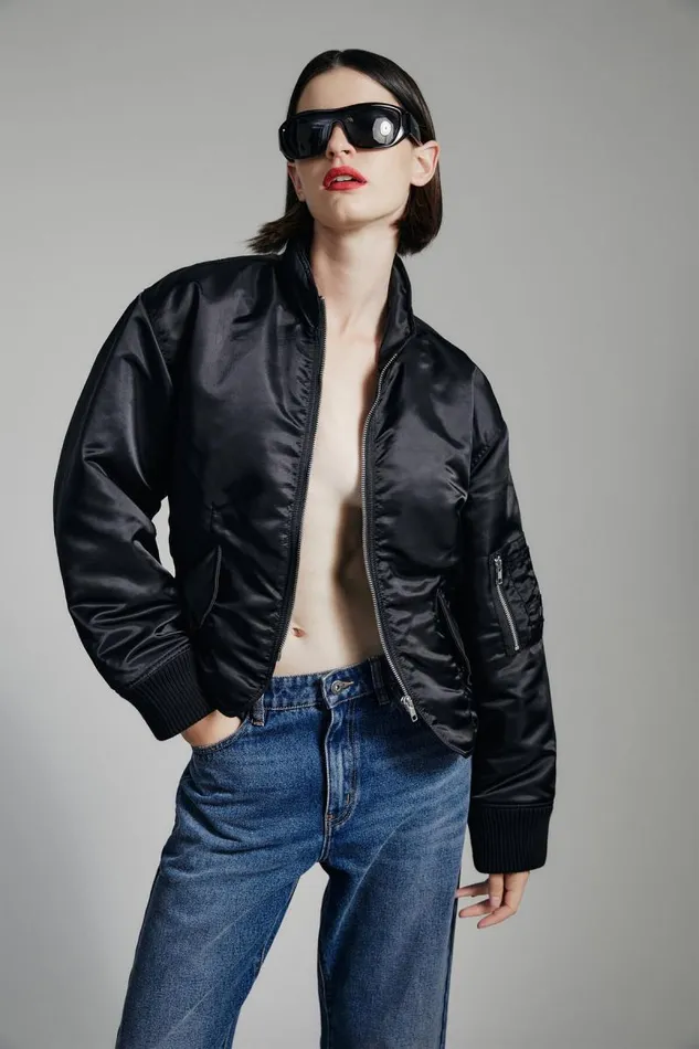 Women Jackets Bardot Fitted Bomber Jacket In Black Black