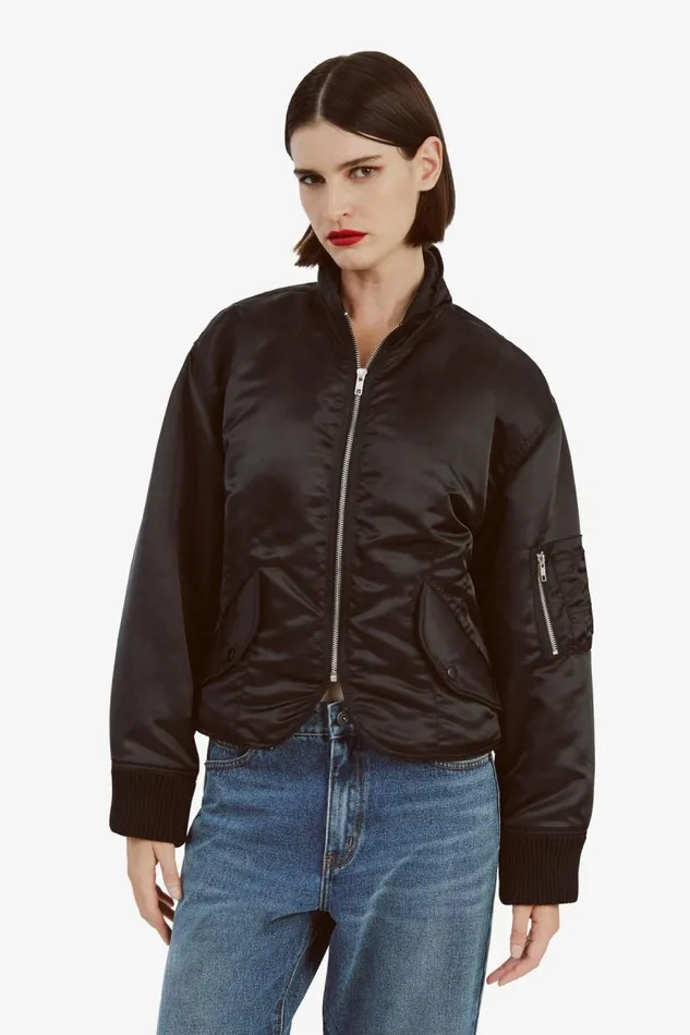 Women Jackets Bardot Fitted Bomber Jacket In Black Black Women Jackets Bardot Fitted Bomber Jacket In Black Black