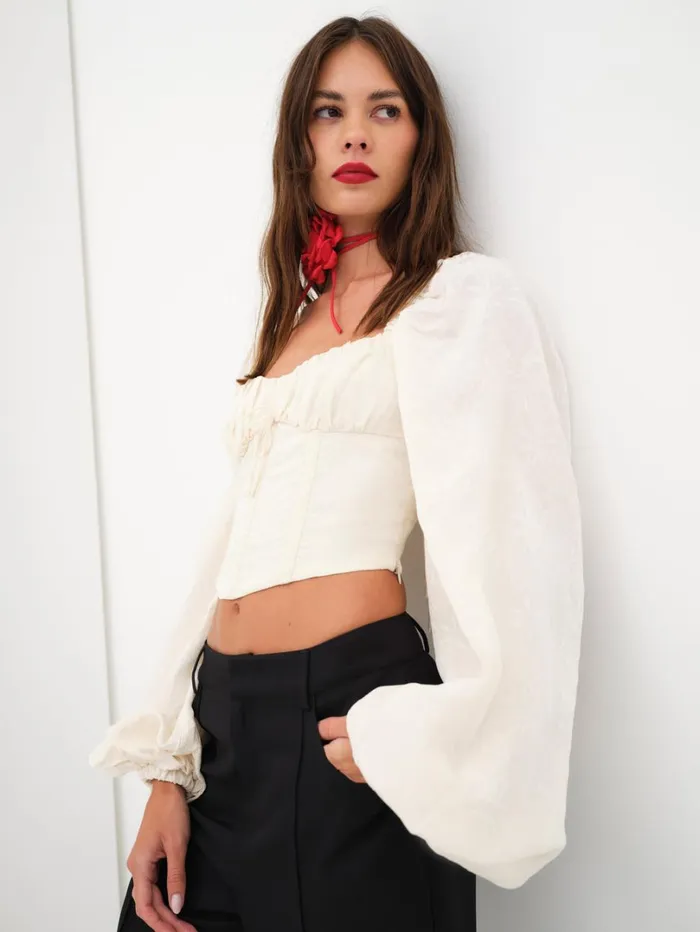 Women Janet Long Sleeve Corset Top Ivory For Love and Lemons Tops Women Janet Long Sleeve Corset Top Ivory For Love and Lemons Tops
