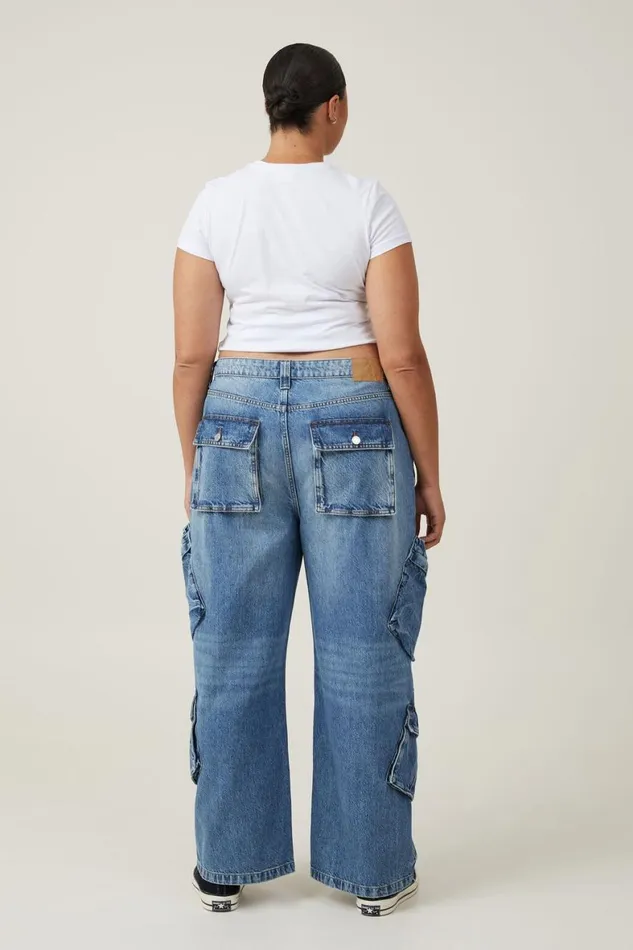 Women Jeans Cotton On Cargo Super Baggy Jean Surfers Blue