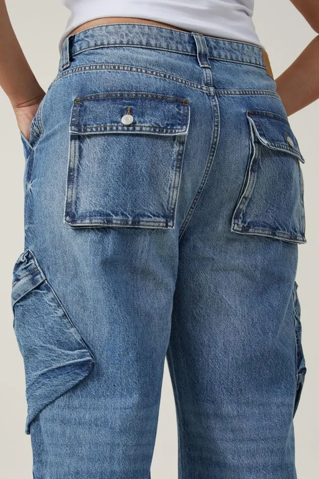 Women Jeans Cotton On Cargo Super Baggy Jean Surfers Blue