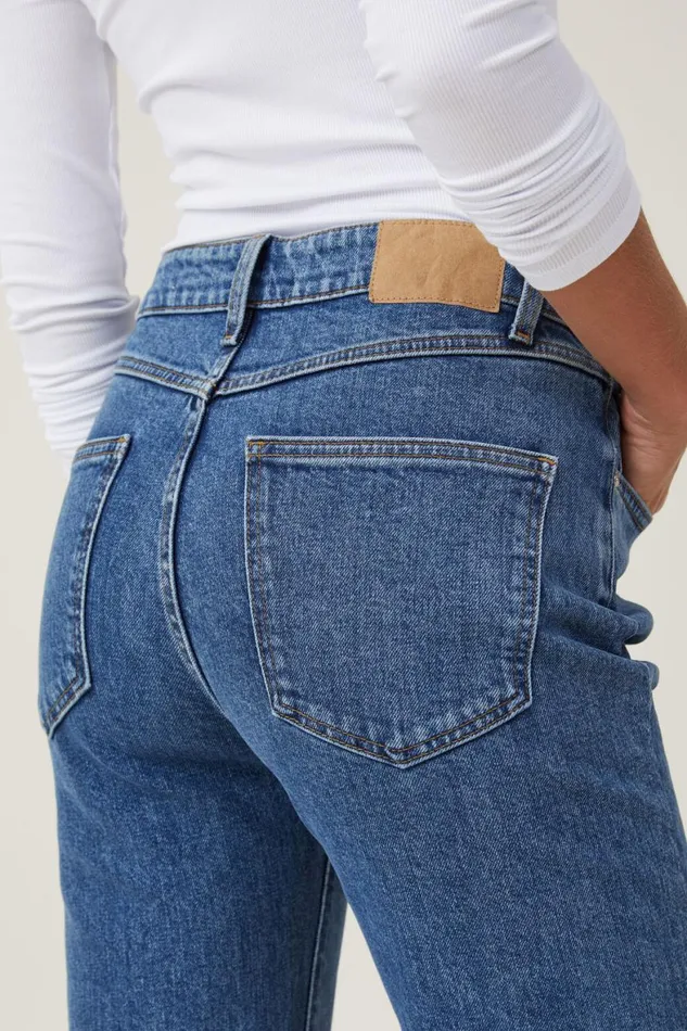 Women Jeans Cotton On Slim Straight Jean Sea Blue