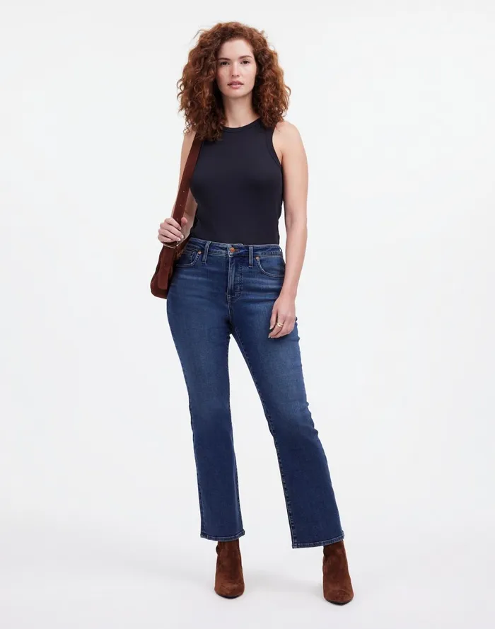 Women Jeans Madewell Curvy Kick Out Crop Jeans In Lenoir Wash Lenoir Wash