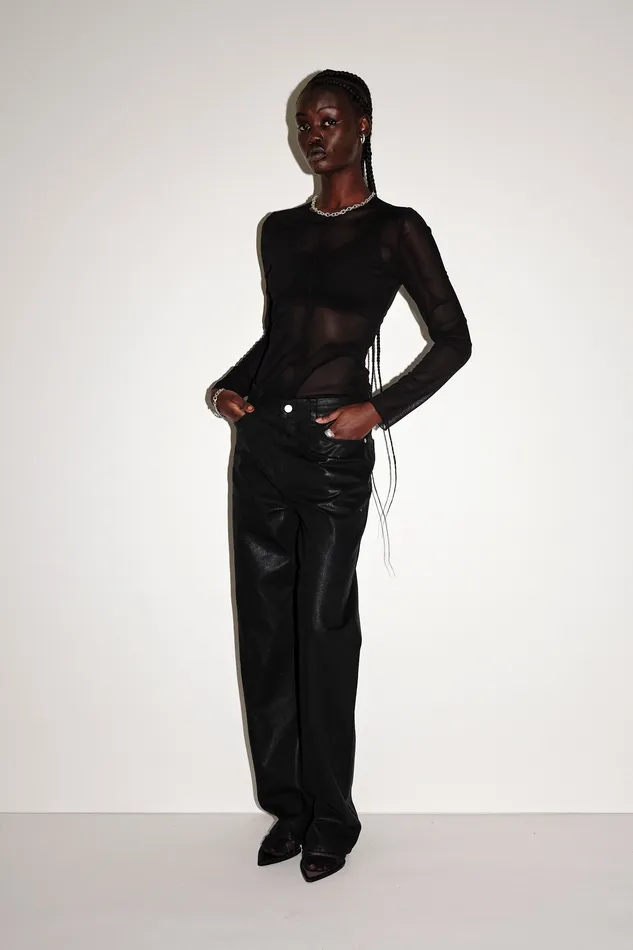 Women Jeans Wonhundred Lena Coated Denim 8211 Black