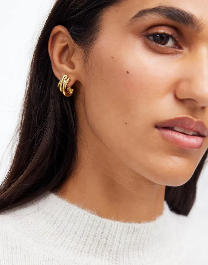 Women Jewelry Madewell Wraparound Statement Stud Earrings Vintage Gold
