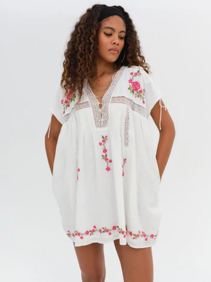 Women Jolene Embroidered Mini Dress White For Love and Lemons Dresses