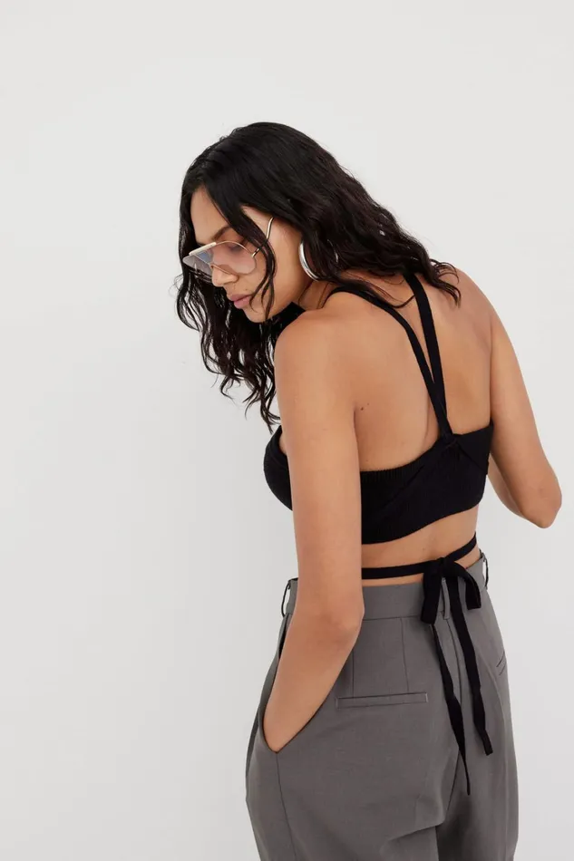 Women Jourdin Tie Crop Top Black For Love and Lemons Tops Women Jourdin Tie Crop Top Black For Love and Lemons Tops