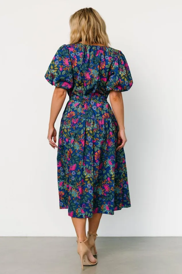 Women Karol Puff Sleeve Midi Dress Blue Multi Baltic Born Midi Dresses Women Karol Puff Sleeve Midi Dress Blue Multi Baltic Born Midi Dresses