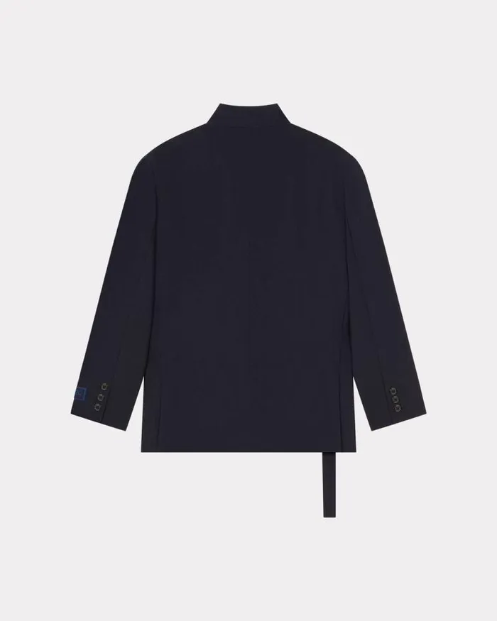 Women Kimono Blazer In Virgin Wool Midnight Blue Kenzo Jackets And Coats