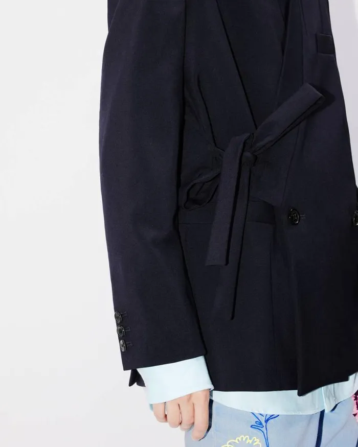 Women Kimono Blazer In Virgin Wool Midnight Blue Kenzo Jackets And Coats