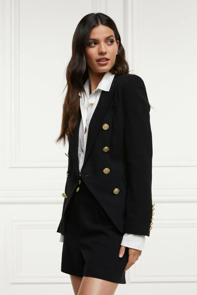 Women Knightsbridge Blazer Black Linen Holland Cooper Blazers