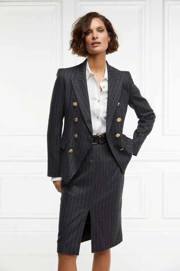 Women Knightsbridge Blazer Charcoal Pinstripe Holland Cooper Tailoring