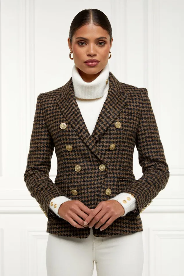 Women Knightsbridge Blazer Chocolate Houndstooth Holland Cooper Tailoring