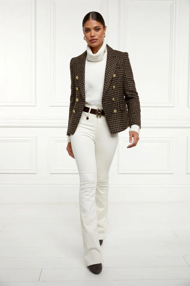 Women Knightsbridge Blazer Chocolate Houndstooth Holland Cooper Tailoring