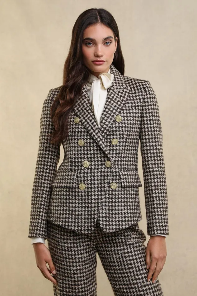 Women Knightsbridge Blazer Coffee Houndstooth Holland Cooper Tailoring