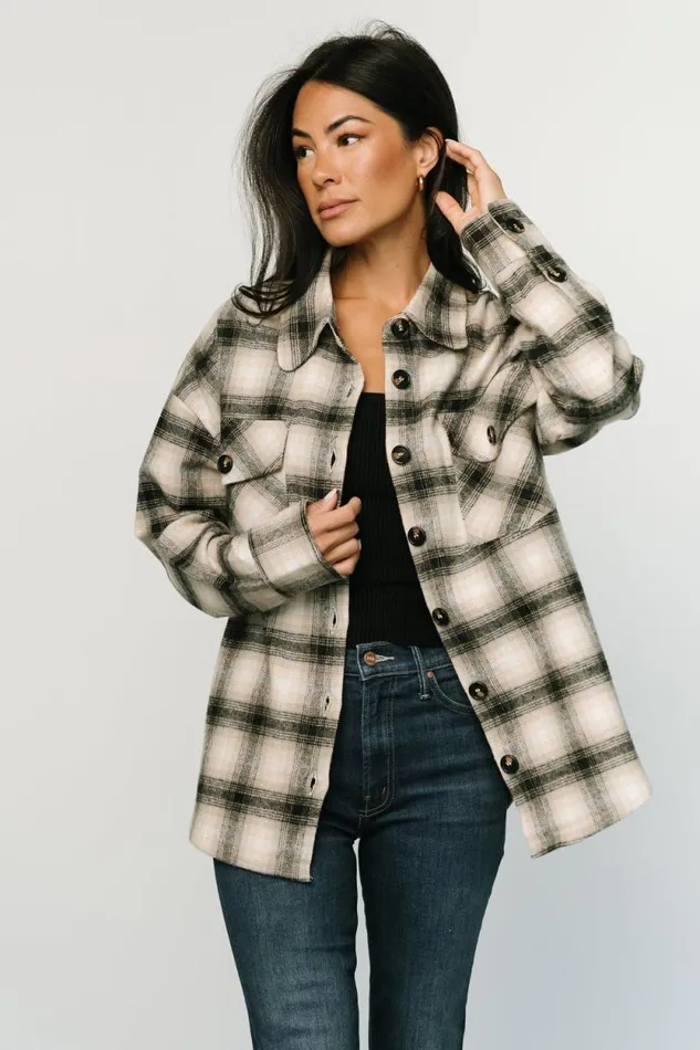 Women Lanier Plaid Shacket Taupe Multi Baltic Born Outerwear Women Lanier Plaid Shacket Taupe Multi Baltic Born Outerwear