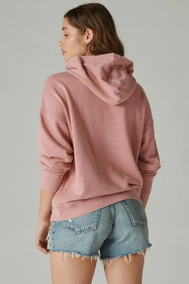 Women Lucky Brand Activewear Butterfly Floral Motif Pullover Antler