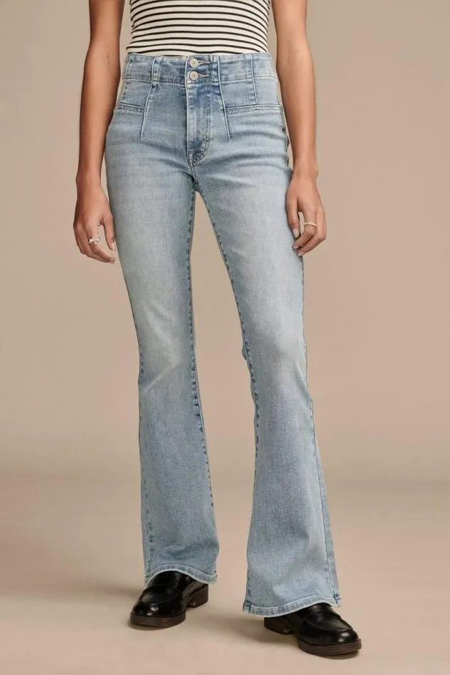 Women Lucky Brand Jeans High Rise Seamed Stevie Flare Aquarius