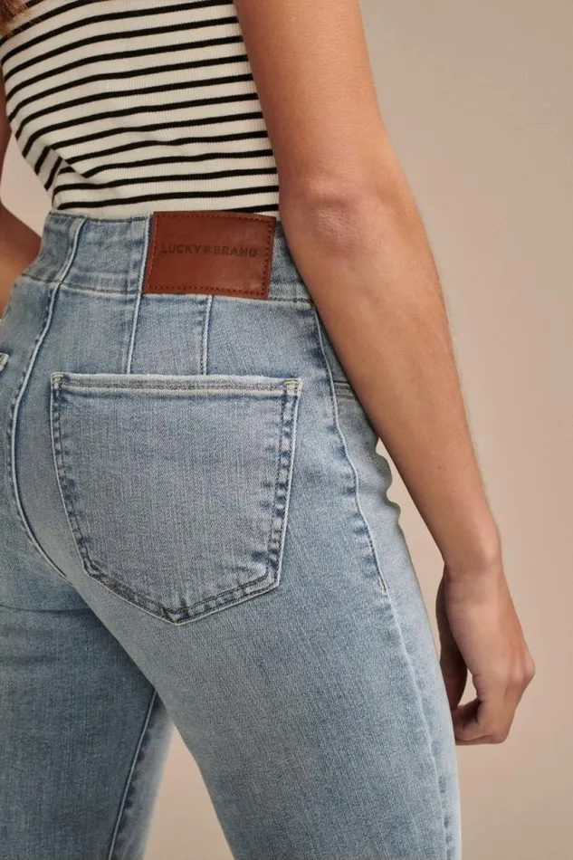 Women Lucky Brand Jeans High Rise Seamed Stevie Flare Aquarius